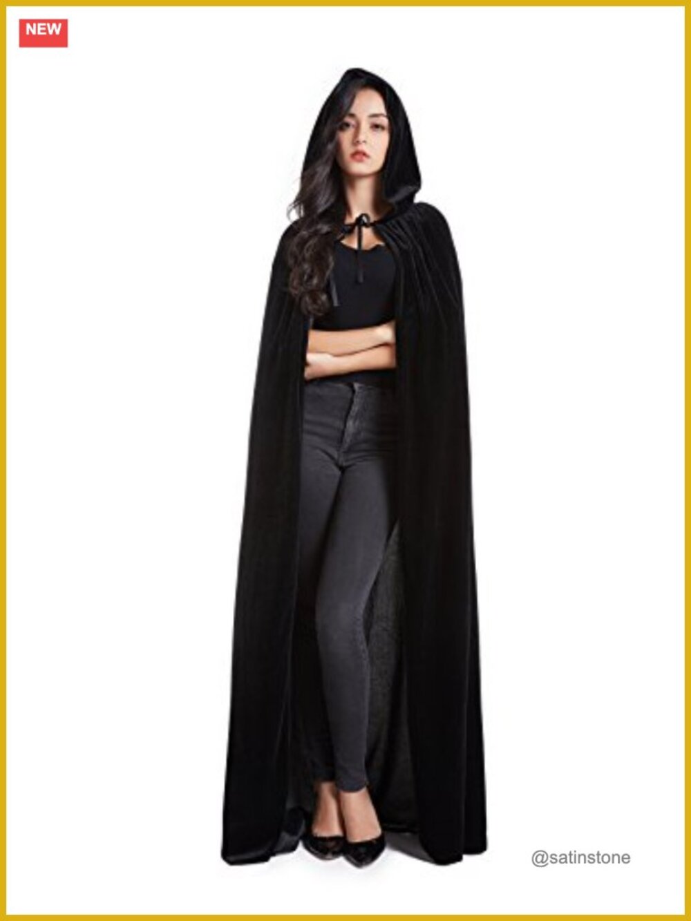 Velvet Hooded Cape Cosplay Vampire Witch Halloween Cloak